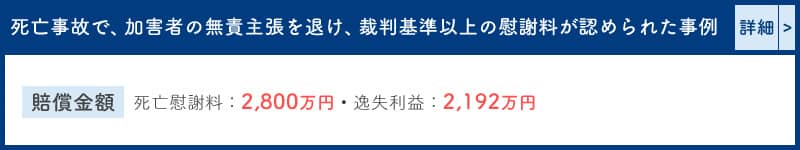 幼児の死亡事故で、加害者の無責主張を排斥し、2,800万円の慰謝料が認められた事案